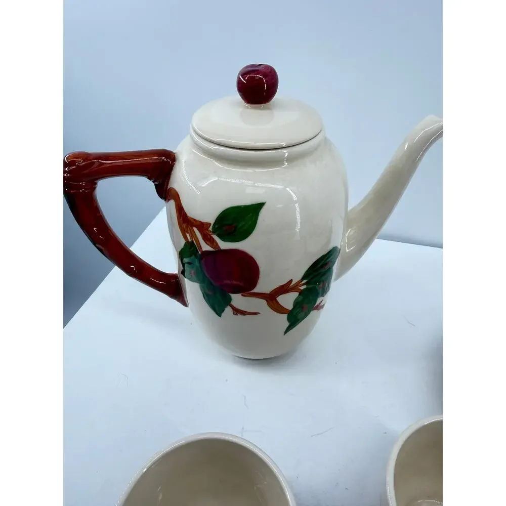 Franciscan Apple Coffee Tea Set 6 Cups Saucers Pot With Lid Vintage California